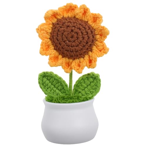 PHENOFICE Simulierte Sonnenblume gestrickte Blumen gehäkelte Sonnenblume Auto Pflanzen Plüschblumen wohnaccessoires Sonnenblume deko künstliche Sonnenblume häkeln Häkelblumen-Set Garn von PHENOFICE