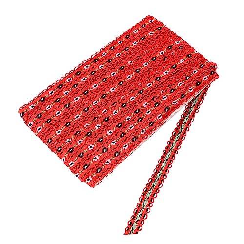 PHENOFICE Spitzenband Kleidungsdekoration -Dekoration DIY-Kleidung Blumendekor Blumenverzierungen zum Basteln Retro-Dekor DIY-Spitze Kleidung Spitzenbesatz Stickerei Spitze rot von PHENOFICE