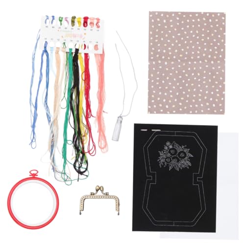 PHENOFICE Taschenstickerei Stich Geldbeutel-Kit Stickwerkzeuge für Anfänger embroidery set taschentücher Geldbörse Kinderhandtasche Frau Handarbeitswerkzeuge handgemachte Stickerei Black von PHENOFICE