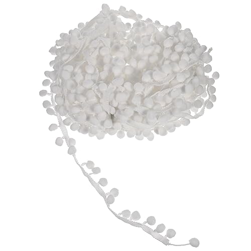 PHENOFICE Vorhang Dekoration Besätze Für Bekleidung Bommelband Mini-vorhang Pom Pom Bälle Band Nähdekorationen Zuschneiden Pompons Quaste Spitzenvorhang Stuhldekorationen Weiß Acrylgarn von PHENOFICE