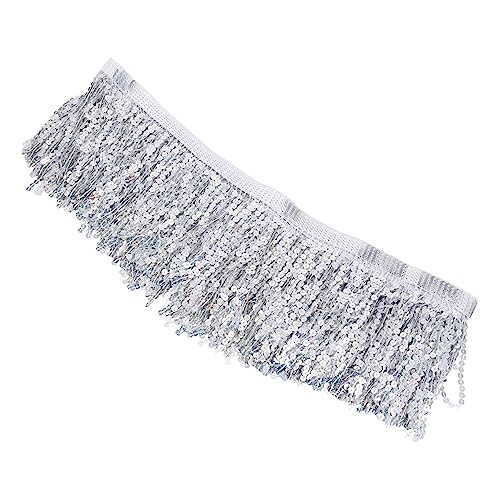 PHENOFICE paillettenbesetzte bärtige Spitze elegant guci tischdecke Vorhangdekoration costume Kleidung Glitzerbesatz Paillettenbesatz selber machen Pailletten-Quastenbesatz Plastik Silver von PHENOFICE