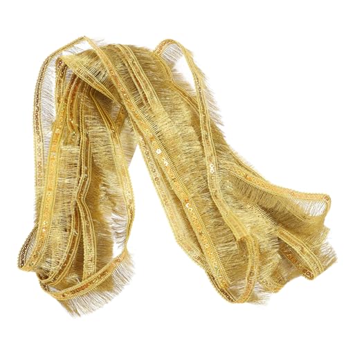 Quaste Spitze Spitzenband Scrapbooking-Spitze breiter Spitzenbesatz Fransen Quastenbesatz Schmuckvolle Quastenborte DIY Quastenborte Tanzkostüm Fransenquaste nähen Polyester Golden PHENOFICE von PHENOFICE