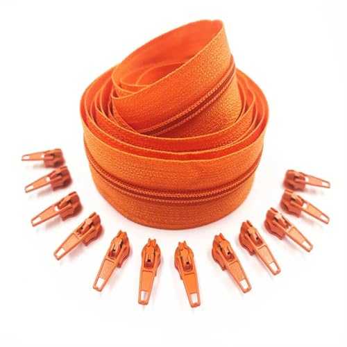 ReißVerschlüSse Lange Nylon-Reißverschlussrollen mit 2/4/6/10/20 Stück Reißverschlussschieber for maßgeschneiderte Nähzubehör ReißVerschluss Ersatz Zipper(Orange1,2 METE_3#) von PHFDCOL