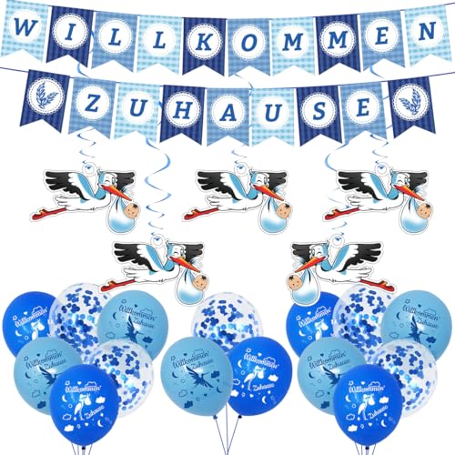 Willkommen zu Hause, Welcome Home Baby, storch geburt für draussen, herzliches Willkommensbanner, Babyparty-Dekoration, Willkommen zu Hause, Baby (Blau) von PHIEZC