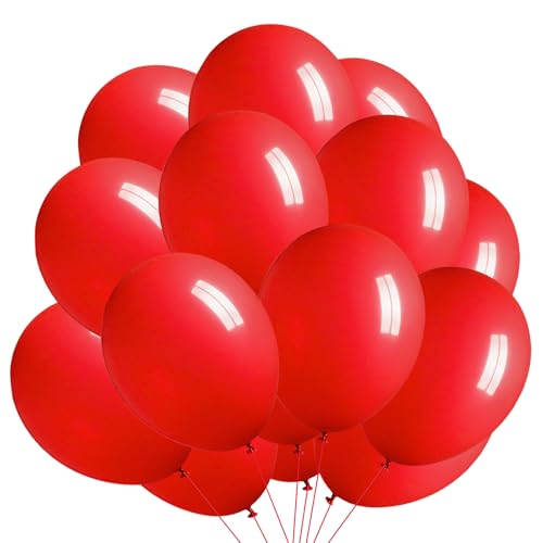 Luftballons Rot, 100 Stück Luftballons Geburtstag Rote 12 Zoll Helium Latex Partyballon für Weihnachten Mädchen Frauen Party Hochzeit Verlobungspartys Jahresta Dusche Valentinstag Dekoration von PHISGNIO