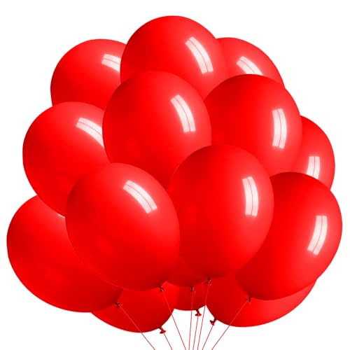 Luftballons Rot, 100 Stück Luftballons Geburtstag Rote 12 Zoll Helium Latex Partyballon für Weihnachten Mädchen Frauen Party Hochzeit Verlobungspartys Jahresta Dusche Valentinstag Dekoration von PHISGNIO