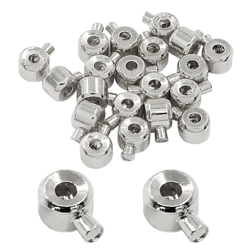 PHITUODA 20 Stück silberfarbene Quetschperlen, 18 K versilberte Perlen, 3 mm, lose Rondelle-Abstandshalter, Metallperlen, Abstandshalter für DIY-Armbänder, Halsketten, Schmuckherstellung von PHITUODA