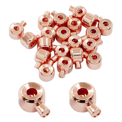 PHITUODA Quetschperlen in Roségold, 18 Karat Rotgold, 3 mm, lose Rondelle-Abstandshalter, Metallperlen, Abstandshalter für DIY-Armbänder, Halsketten, Schmuckherstellung, 20 Stück von PHITUODA