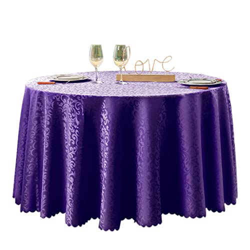 PHLCF Runde Tischdecke aus Polyester für Abendessen, Bankette, Verlobungsfeiern, Hochzeiten, runde Tischdecke (lila, 260 cm) von PHLCF