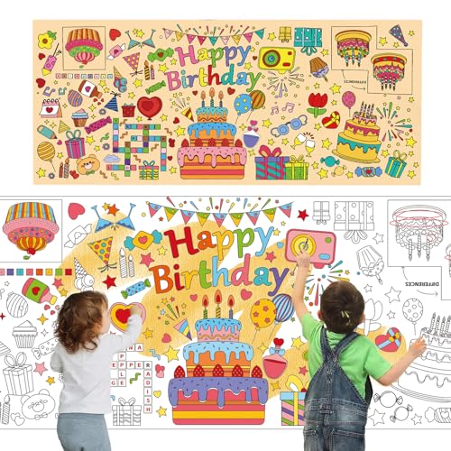 PHOGARY Ausmaltischdecke Kinder aus Papier, Kindergeburtstag Maltischdecke für Kinder Geburtstag Riesen Malposter, Tischdecke Malpapier Kinderbeschäftigung für Partys und Klassenzimmer 30" x 72" von PHOGARY