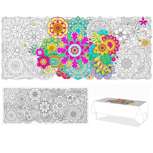 PHOGARY Ausmaltischdecke Kinder aus Papier, Kreatives Mandala Maltischdecke für Kinder Geburtstag Riesen Malposter, Tischdecke Malpapier Kinderbeschäftigung für Partys und Klassenzimmer 24" x 55" von PHOGARY