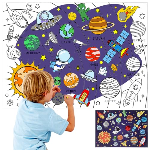 PHOGARY Ausmaltischdecke Kinder aus Papier, Kreatives Weltraum Maltischdecke für Kinder Geburtstag Riesen Malposter, Tischdecke Malpapier Kinderbeschäftigung für Partys und Klassenzimmer 31" x 43" von PHOGARY