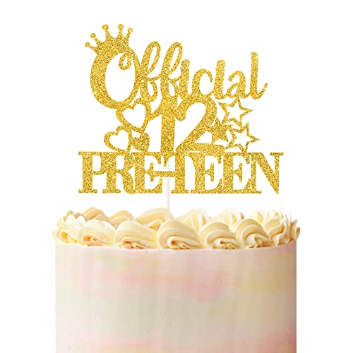 Gold Glitter Official 12 Pre-teen Cake Topper, Happy 12th Birthday Cake Decorations, Cheers to 12 Year Old Birthday Party Dekoration Supply. von PHOHUI HAVE A NICE TIME