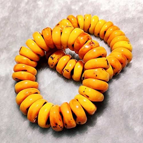 PHONME Naturals Amber Yellow Beeswax Old Stone Abac Bead Bracelet Thanksgiving Day Bead # 13241 Kunsthandwerk von PHONME