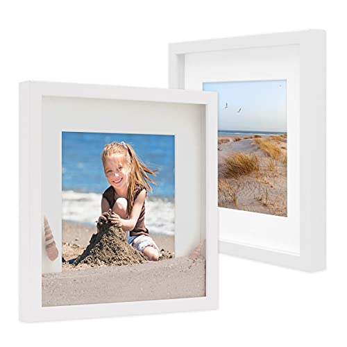 PHOTOLINI 3D-Bilderrahmen zum Befüllen 30x30 cm, Weiß, Bilderrahmen tief mit Passepartout, 2er Set Objektrahmen für Gegenstände, stabiles MDF-Holz mit Echtglas - zum Basteln und als Geschenk von PHOTOLINI