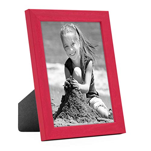 PHOTOLINI Bilderrahmen Kinderzimmer 10x15 cm Rot, Wechselrahmen farbig, Holz, Acrylglas, Made in Germany, zum Aufstellen & Aufhängen, mit Zubehör - für bunte Kinderbilder von PHOTOLINI