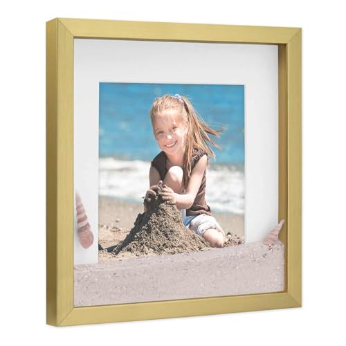 PHOTOLINI 3D-Bilderrahmen zum Befüllen 30x30 cm, Gold, Bilderrahmen tief mit Passepartout, Objektrahmen für Gegenstände, stabiles MDF-Holz mit Echtglas - zum Basteln und als Geschenk von PHOTOLINI