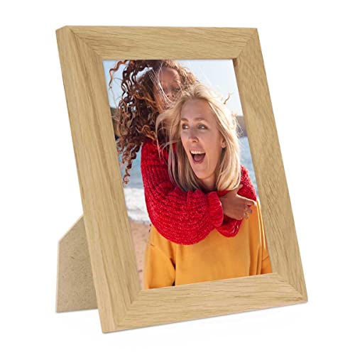 PHOTOLINI Bilderrahmen 15x20 Holz Eiche, breiter Bilderrahmen 20x15 Holz, Picture Frame mit Acrylglas, Bilderrahmen 15 x 20 cm Eiche zum Aufhängen & Aufstellen, Rahmen 15x20 mit Zubehör von PHOTOLINI