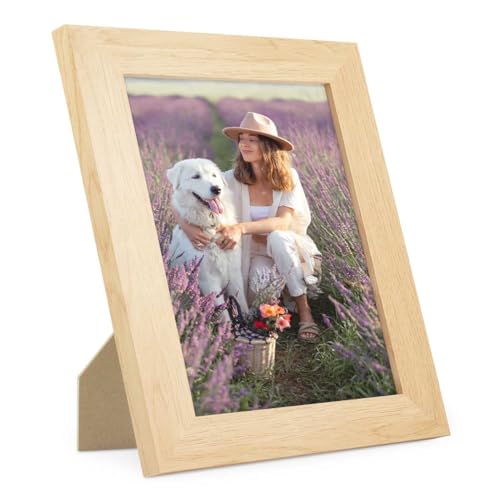 PHOTOLINI Bilderrahmen 15x20 Holz MDF Natur, breiter Bilderrahmen 20x15, Picture Frame mit Acrylglas, Bilderrahmen 15 x 20 cm zum Aufhängen & Aufstellen, Rahmen 15x20 mit Zubehör von PHOTOLINI