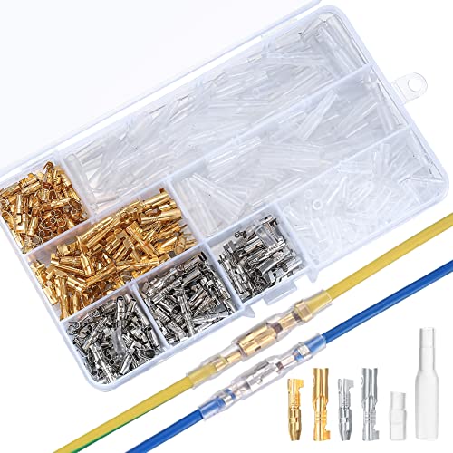 424 Stück 3,9mm Rundsteckverbinder Kit, Messing Klemmen Steckverbinder mit Isolationsabdeckung, Male & Female Bullet Stecker Rundstecker Rundsteckhülsen Kfz Motorrad Crimpstecker von PIANKEKE