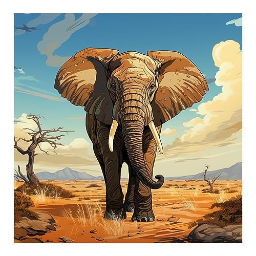 5D DIY Diamond Art Painting Kits für Kinder Erwachsene, voller Bohrer Leinwand Diamant Kreuzstich Stickbilder Bilder Malerei Malen nach Zahlen für Hause Wanddekoration – Afrikanischer Elefant von PIANKEKE