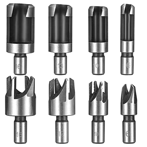 8-teiliges Holzdübelfräser-Set, Standard-Holzdübellöcher, Dübelschneider, Karbonstahl, Krallen- und konischer Schaft, Bohrer-Set, Korkbohrer, HSS Zapfenbohrer, Fräser – 6 mm/10 mm/13 mm/16 mm von PIANKEKE