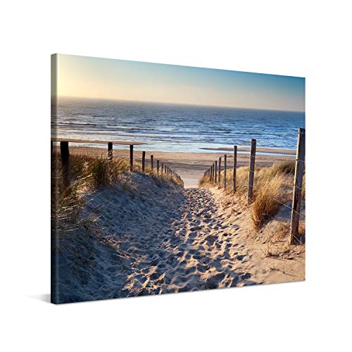 PICANOVA – Bild auf Leinwand Weg zum Meer 100x75cm – Leinwandbild – Premium Leinwanddruck – Wandbild Kunstdruck Auf 2cm Holz-Keilrahmen Wohnzimmer Wanddekoration – Strand von PICANOVA