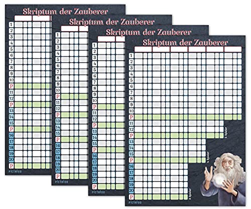 Kartenspiel Block DIN A5 - Skriptum der Zauberer - moderner Ersatzblock mit Updates, gut lesbar und übersichtlich gestaltet, auch für Senioren und Kinder geeignet, Spielblock groß mit 50 Blätter (4x) von PICTALOO