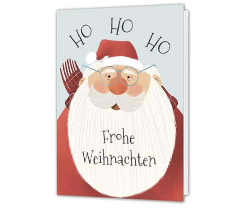 PICTALOO Weihnachtskarte – Ho Ho Ho – süße Karte Frohe Weihnachten für Frau Mann Freunde Kollegen, Christmas Klappkarte mit Umschlag, lustige liebevolle Weihnachtsgrüße, Weihnachtsgrußkarten Set (1x) von PICTALOO