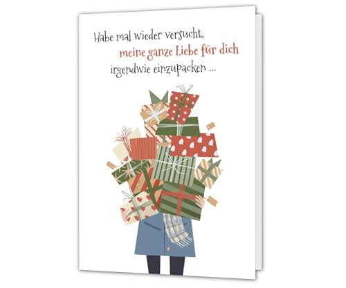 PICTALOO Weihnachtskarte – Liebe einpacken – lustige Karte Weihnachten für Frau Mann Freund Freundin, Merry Christmas Klappkarte privat, romantische Weihnachtsgrüße für mehr Zweisamkeit von PICTALOO