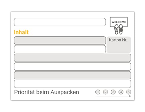 Umzugsetiketten im XL-Format - farbige Umzugsaufkleber zum Beschriften von Umzugskartons, besser organisiert beim Umzug durch 8 verschiedene Aufkleber – mehr Übersicht durch Etiketten (15er Weiß) von PICTALOO