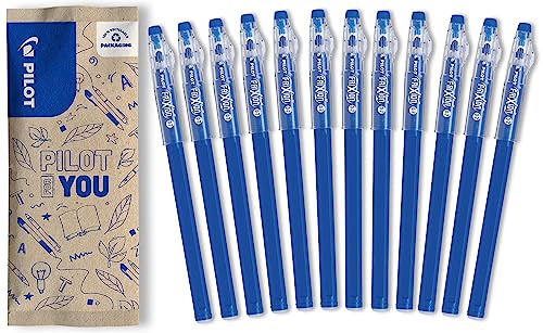 PILOT - 12er-Set FriXion Ball Stick - Gel-Tinte radierbar - Blau - Der FriXion Kugelschreiber - Für Federmäppchen - Schulartikel - Mittlere Spitze von PILOT