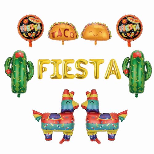 PIMXL 9 Stücke Mexiko Deko, Mexikanische Party Dekoration Fiesta Party Dekoration, Taco Lama Kaktus Jumbo Folien Ballons, Fiesta Party Supplies Hochzeit Geburtstag Baby Shower von PIMXL