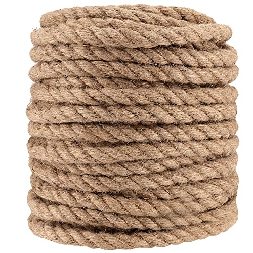 NGOSUET 50m x 10mm Hanfseil, Hanfschnur Gedrehtes Juteseil, Natürliches Juteseil Jutekordel Jute Rope für Garten, Dekorieren, Handwerk, Bündeln, Camping von PINGEUI