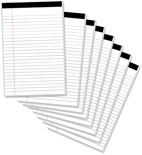 Legal Pads 12,7 x 20,3 cm Notizblock, 8 Stück, Notizblöcke, College, liniert, perforiert, Notizblock für Arbeit, Studium, tägliche Notizliste, linierte Schreibblöcke, Notizblöcke für Büro, Zuhause, von PINJINGPRO