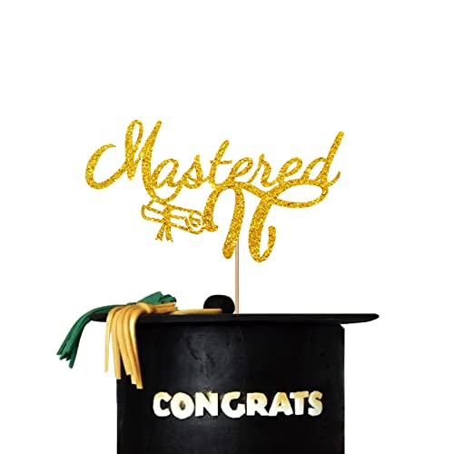 Mastered It Cake Topper, Master's Degree Survivor Cake Topper, Congrats Grade Cake Decor, Masters Degree Graduation Party Dekorationen – Gold Glitter von PINKAAJ