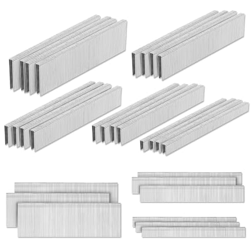 PINOZE 4200 Stück 18 Gauge 1/4 Zoll schmale Kronen Heftklammern (3,8 cm, 3,8 cm, 2,5 cm, 1,9 cm, 1,27 cm) und 18 GA Heftklammern (5,1 cm, 2,5 cm, 5/8 Zoll), robust, verzinkt Polsterklammer Für von PINOZE