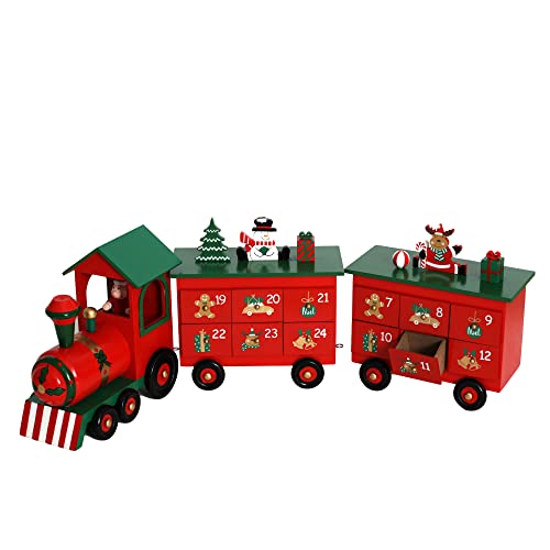 PIONEER-EFFORT Weihnachts-Adventskalender aus Holz mit 24 Schubladen, Weihnachts-Countdown-Kalender für Urlaubsdekoration, personalisieren Sie Bastelaufbewahrungsbox, Weihnachtsgeschenke von PIONEER-EFFORT