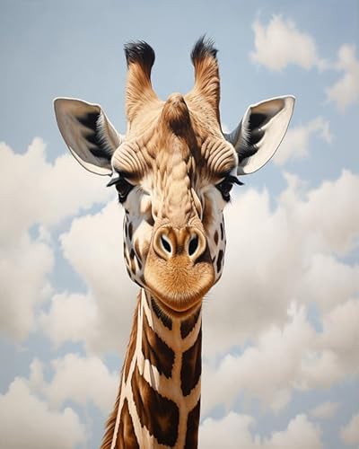 Malen nach Zahlen für Erwachsene –Giraffe, Tiere, Tierwelt-Malen nach Zahlen für Erwachsene, Anfänger, einfaches Acryl-Malen-nach-Zahlen-Leinwandbild als Geschenkdekoration,40x50cm,Ohne Rahmen von PIPISKY