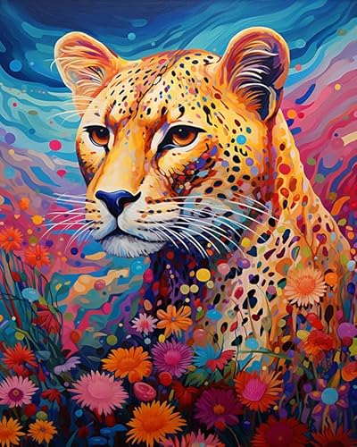 PIPISKY DIY-Ölgemälde-Malsets für Erwachsene,Leopard,Malen-nach-Zahlen-Sets für Erwachsene,Kunsthandwerk für Heimdekoration,40x50cm,Ohne Rahmen von PIPISKY