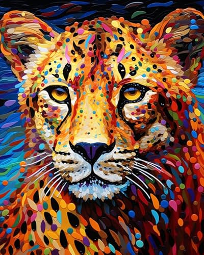 PIPISKY Malen-nach-Zahlen-Sets auf Leinwand,Leopard,DIY-Ölgemälde-Acrylfarben,Geschenk zur Heimdekoration,40x50cm,Ohne Rahmen von PIPISKY