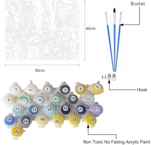 PIPISKY Malen-nach-Zahlen-Sets für Erwachsene auf Leinwand,Ländliche Naturlandschaft,Aquarell-Ölfarben-Set,Geschenk zur Heimdekoration,40x50cm,Ohne Rahmen von PIPISKY