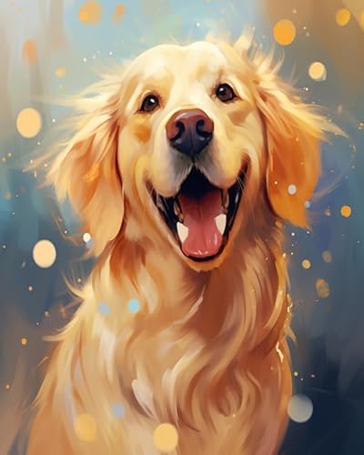 PIPISKY Malen nach Zahlen für ErwachseneAnfänger,Golden Retriever,DIY Acrylmalerei Geschenk Zeichnung Malerei für Entspannung und Heimwanddekoration,16x20Zoll ohne Rahmen von PIPISKY