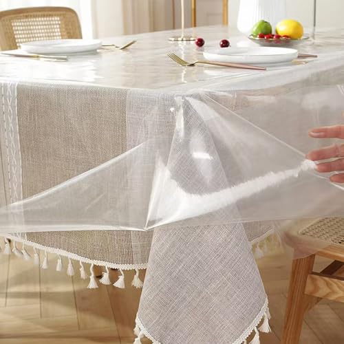 PIPRE 140x90cm Tischdecke Transparent Abwaschbar, Tischfolie Durchsichtig PVC Tischdecke Plastiktischdecke Klarsichtfolie Glasklar Folie Wasserdicht Fettdicht Tischschutzfolie Outdoor von PIPRE