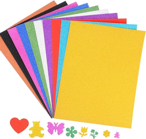 20 Blatt Glitzer Cardstock 10 Farben, Glitzerpapier Cardstock zum Basteln, A4 Glitter Papier 250 g/m² für DIY, Geburtstag, Sammelalbum, Hochzeit, Kartenherstellung von PIQIUQIU