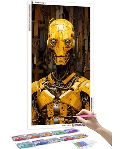 PIXDANCE 5D Diamond Painting Zubehör Full Groß Diamant Kunst zukünftiger Roboter DIY Wall Decoration 120x60 cm von PIXDANCE