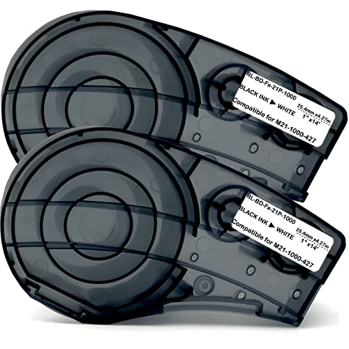 PIZAIE Drahtwickel-Etikett, kompatibel mit M21-1000-427, selbstlaminierend, für Vinyl-Patchpanel und Kabelbeschriftung, funktioniert mit BMP21-PLUS, schwarz auf weiß, 2 Stück von PIZAIE