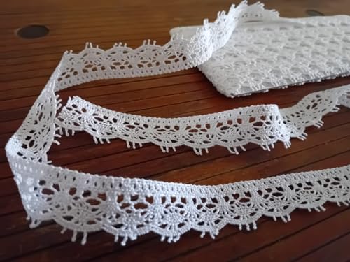 PIZZITALIANI Spitzenband - Klöppelspitze WEISS, Höhe 2,5 cm x 10 m, Spitzenbordure Baumwolle, Dekorative Bänder für Dirndl, Trachtenkleid, Hochzeitsdekorationen & Bastelarbeiten, Made in Italy von PIZZITALIANI LACES & RIBBONS SINCE 1953