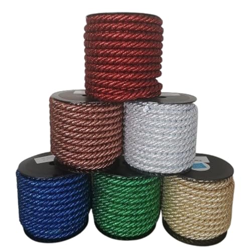 PIZZITALIANI Kordelband Grun geflochtene – Durchmesser 10 mm x 10 m, 3-strängiges Kordel, aus Lurex mit Baumwollkern, für Weihnachts- und Karnevalsbasteln von PIZZITALIANI LACES & RIBBONS SINCE 1953