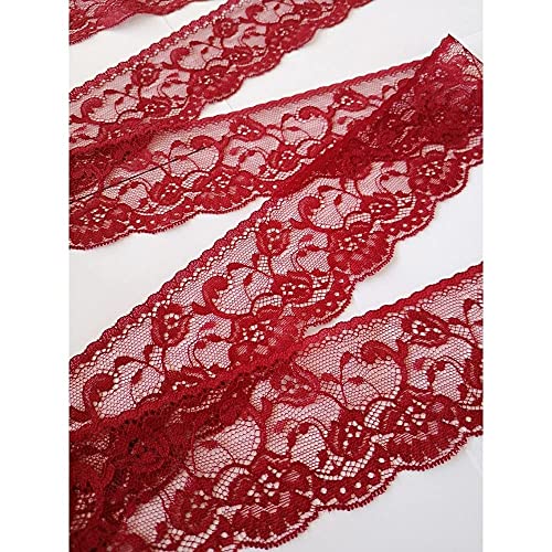 Spitzenband Spitzenbordüre Valencienne starre Spitze mit Blumenmuster Höhe Cm.6 Verpackung Mt.10 für Hochzeitsgeschenke Kreatives Nähen Schneiderei Dekorationen Nähen Art.1404018, Rot Bordeaux von PIZZITALIANI LACES & RIBBONS SINCE 1953